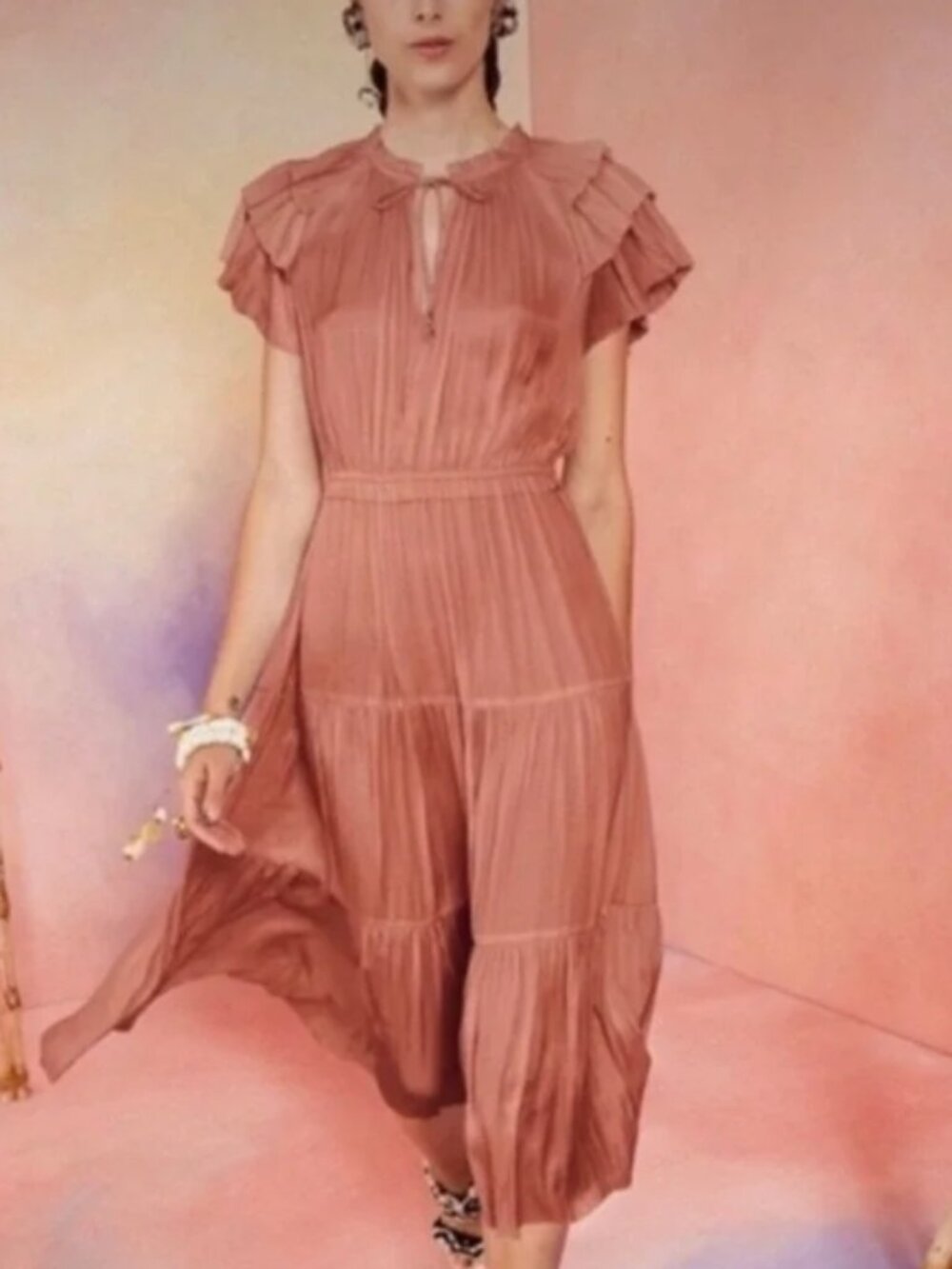 NWOT ULLA JOHNSON Blaire Midi Dress in Cooper XS $590